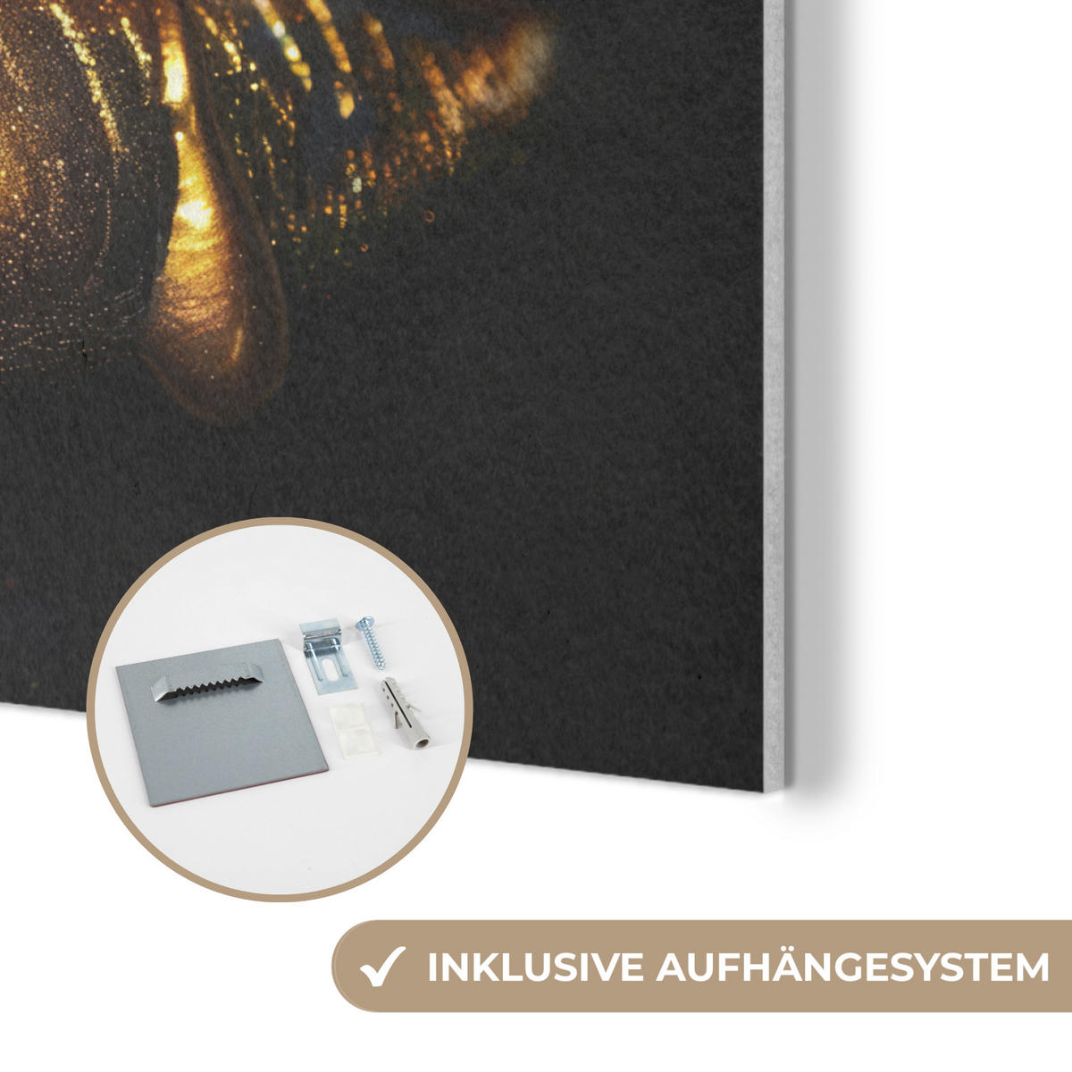 AKUSTIKPANEEL Frau - Porträt - Lippen - Gold - Schwarz 100x70 cm - Schwarz, Textil (100/0.9/70cm) - MuchoWow