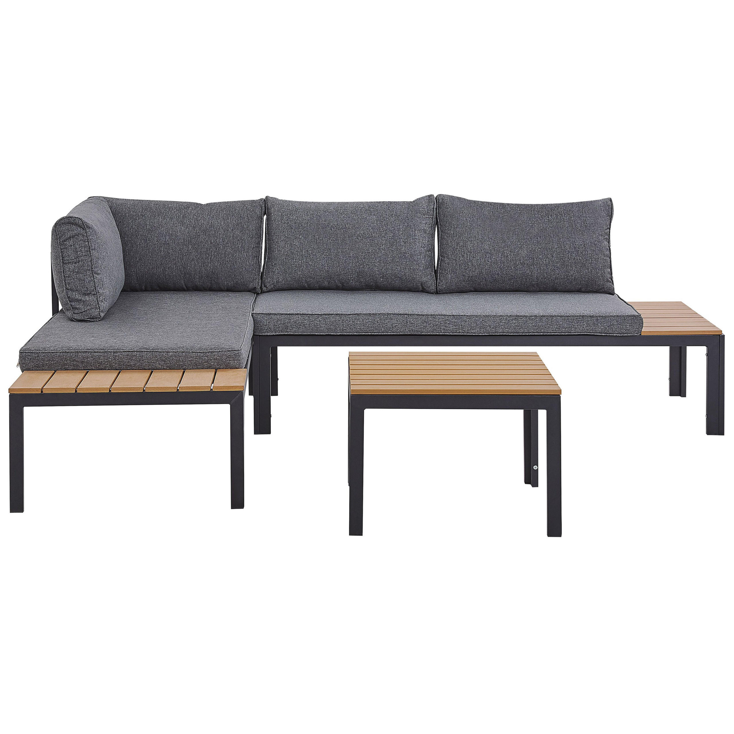 LOUNGE-SET 4-Sitzer schwarz modular Pienza - Schwarz, Holzwerkstoff - Beliani
