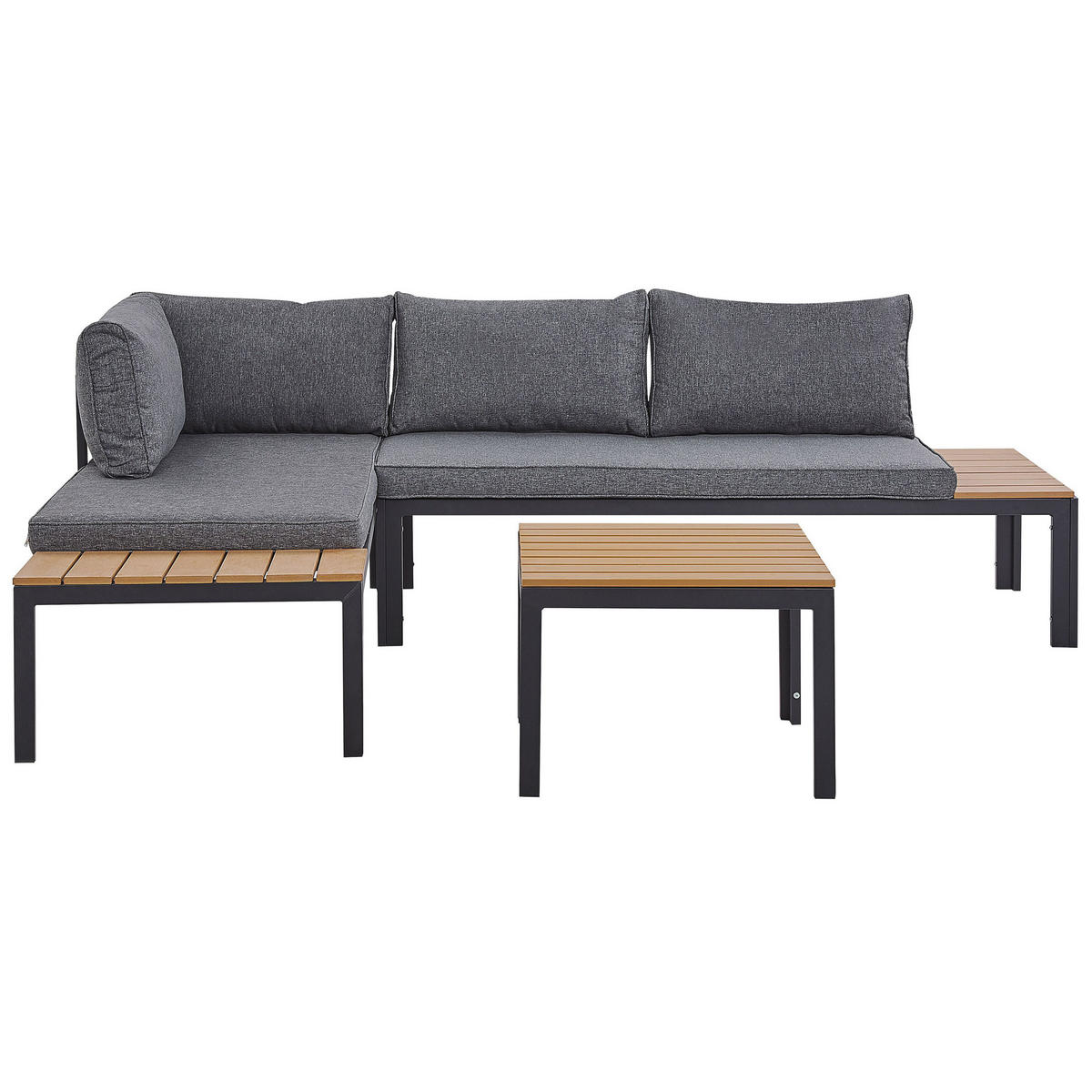 LOUNGE-SET 4-Sitzer schwarz modular Pienza - Schwarz, Holzwerkstoff - Beliani