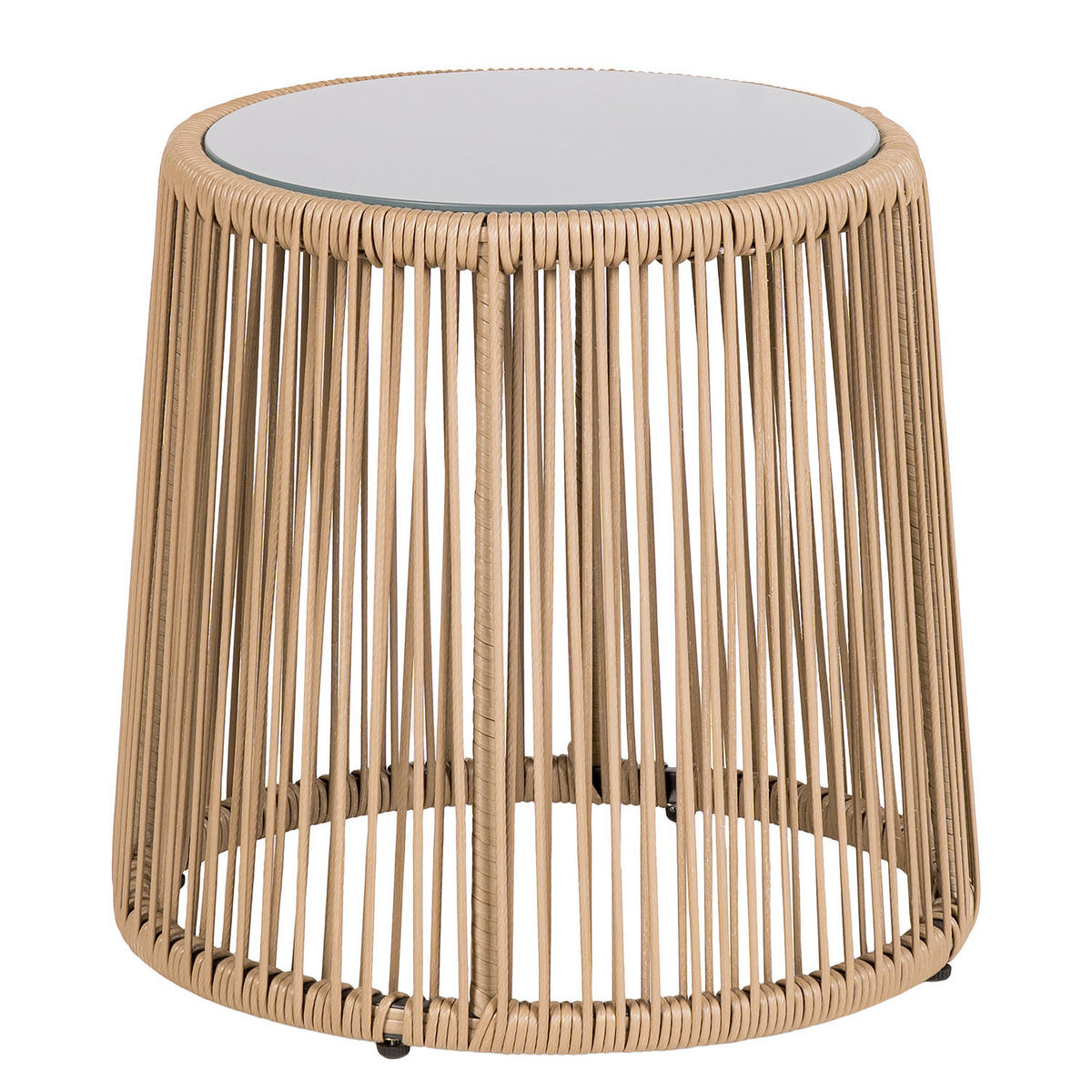 LOUNGESET - Polyrattan / Polyester - Beige / Grau - 3-teilig - Beige, Glas/Kunststoff - home24