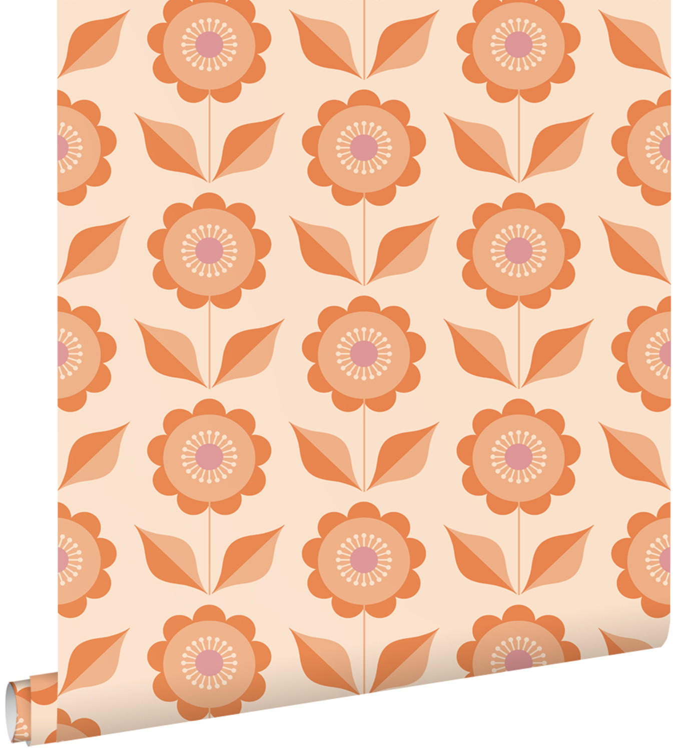 TAPETE Blumen 50 x 900 cm - Orange, Papier (50/900cm) - ESTAhome