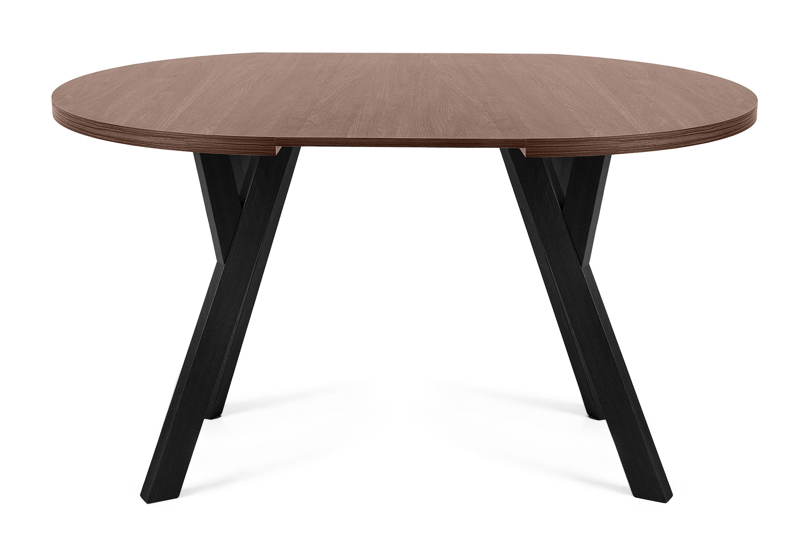 ESSTISCH INDAGA Ausziehbar 100-140cm Rund, Walnuss mittel/schwarz - Walnussfarben/Schwarz, Holz (100/140/75cm) - KONSIMO®