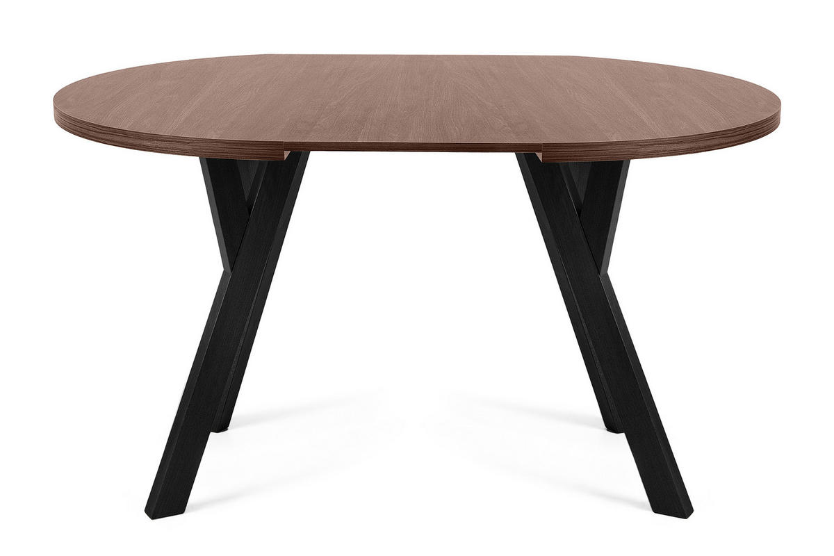 ESSTISCH INDAGA Ausziehbar 100-140cm Rund, Walnuss mittel/schwarz - Walnussfarben/Schwarz, Holz (100/140/75cm) - KONSIMO®