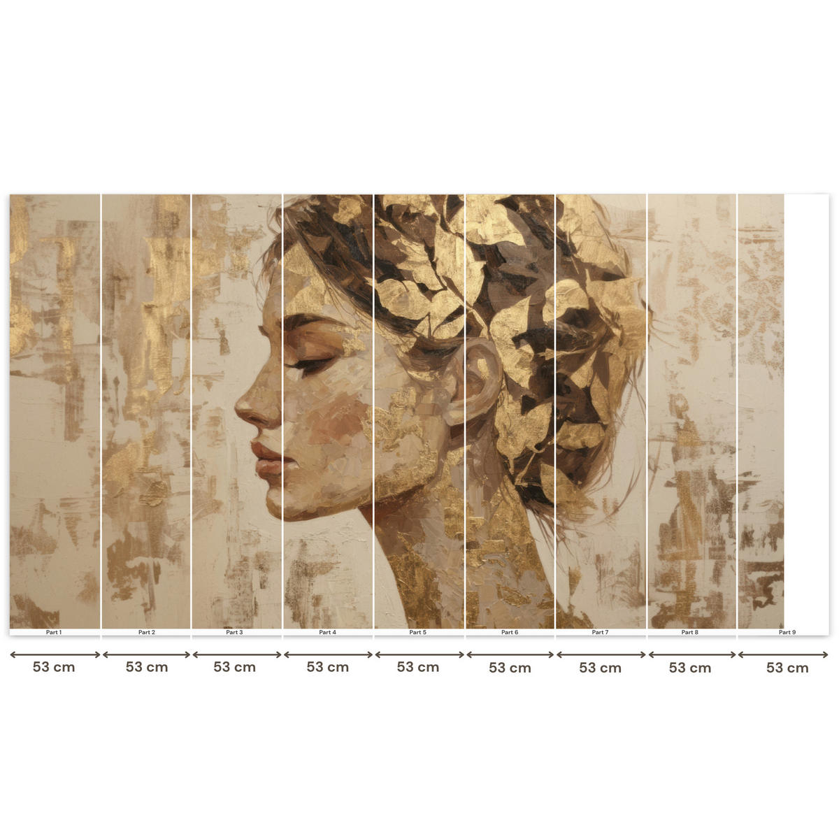 TAPETE - Frau - Gold - Abstrakt - Textur - 500x280 cm - Goldfarben, Papier (500/280cm) - OnlyWow