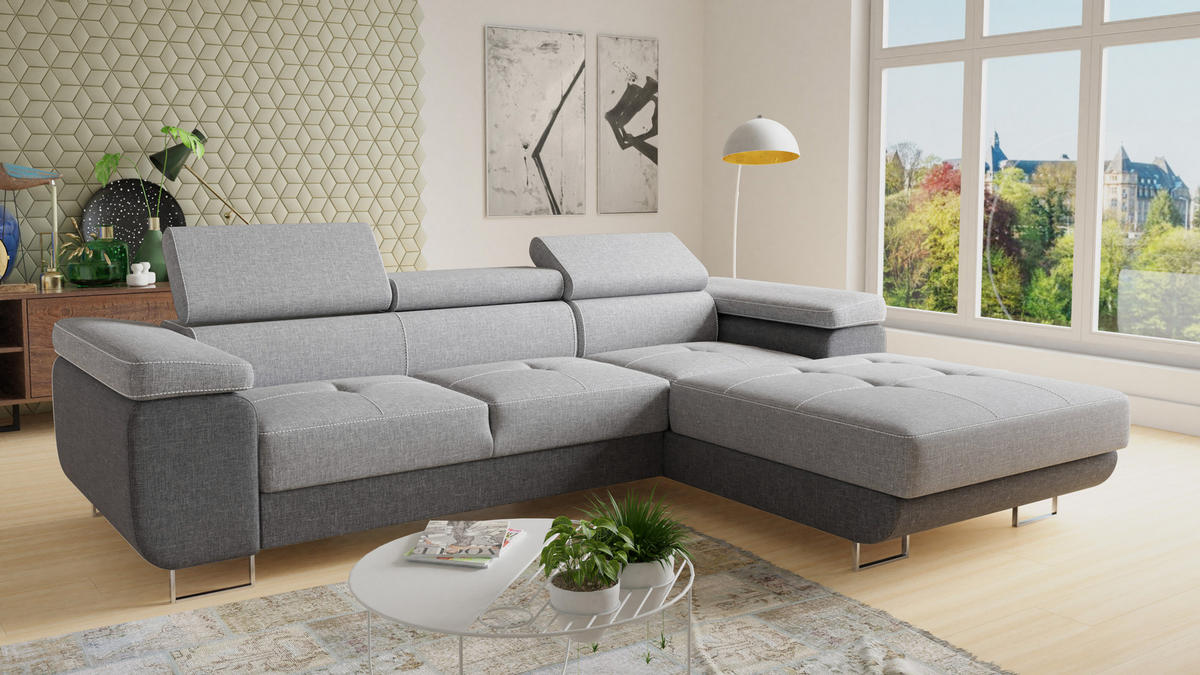 ECKSOFA Divo, Seite: Rechts - Hellgrau/Grau, Holz/Textil (282/204cm) - Sofnet