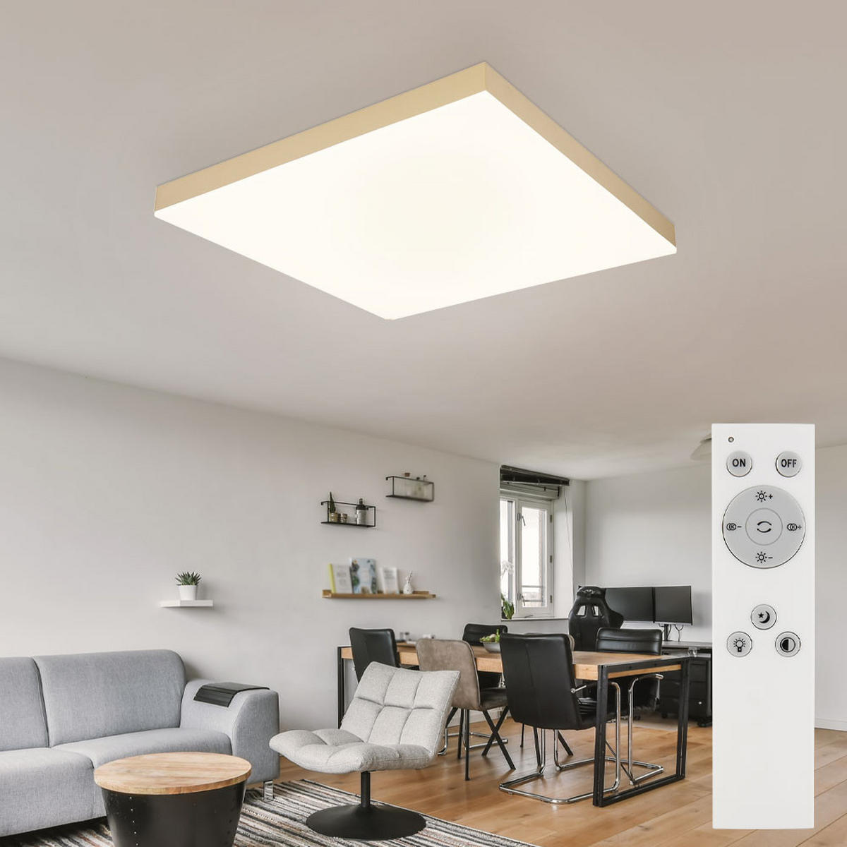 LED DECKENLEUCHTE Messing Opal - Messingfarben, Metall (45/45/6.5cm) - Globo Lighting