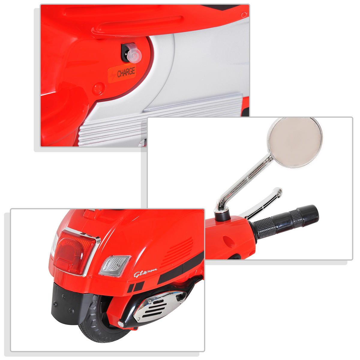 ELEKTRO-KINDERAUTO DE-12989 Stützräder Rot - Rot, Kunststoff (102/50.5/75.5cm) - ComfortXL