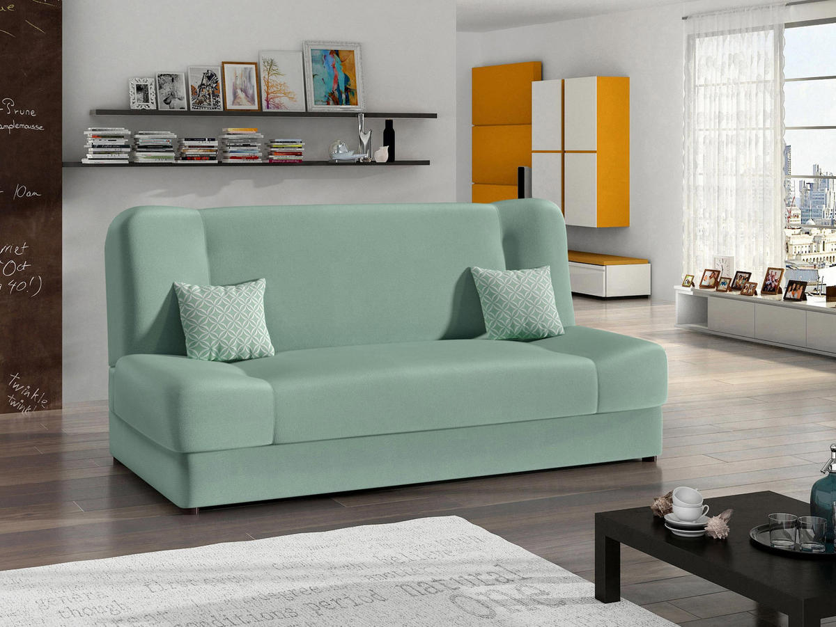 SCHLAFSOFA Jonas - Mintgrün, Holz/Textil (195/86/87cm)