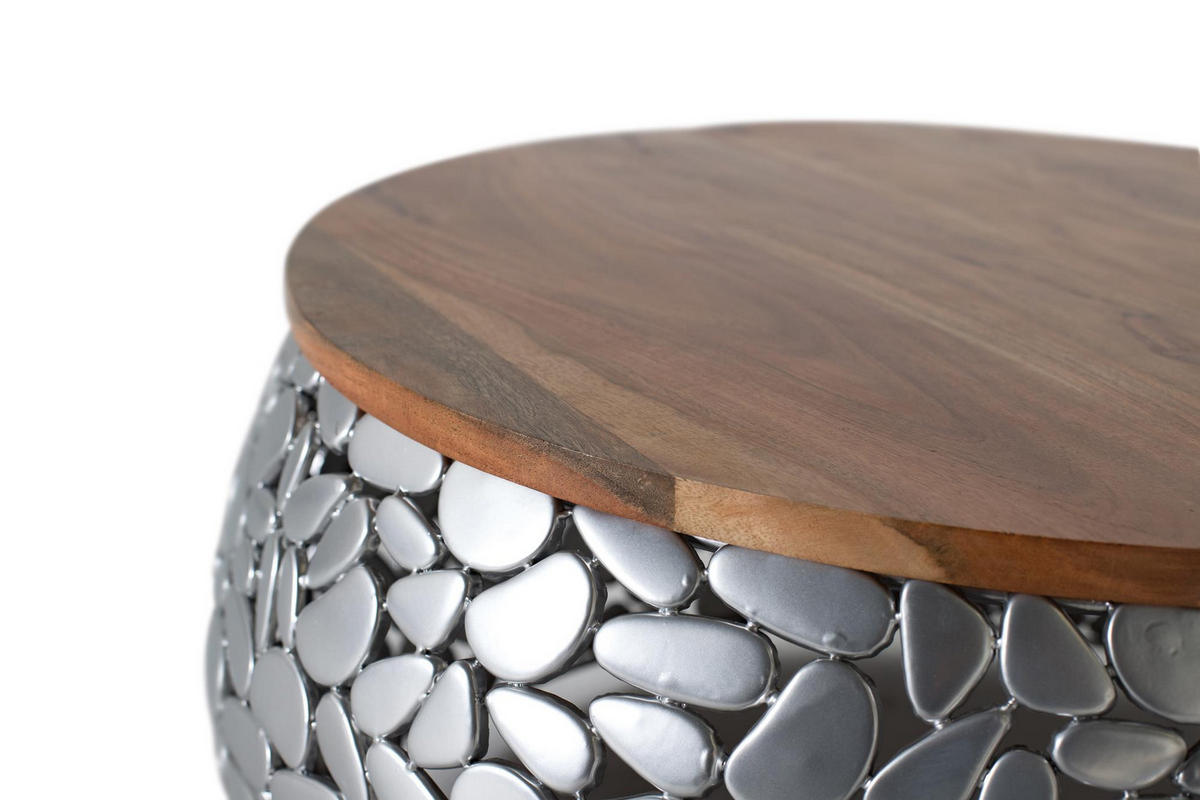TISCH-SET 2 Mangoholz und Aluminium - Braun, Holz (55/55/30cm) - Giner y Colomer