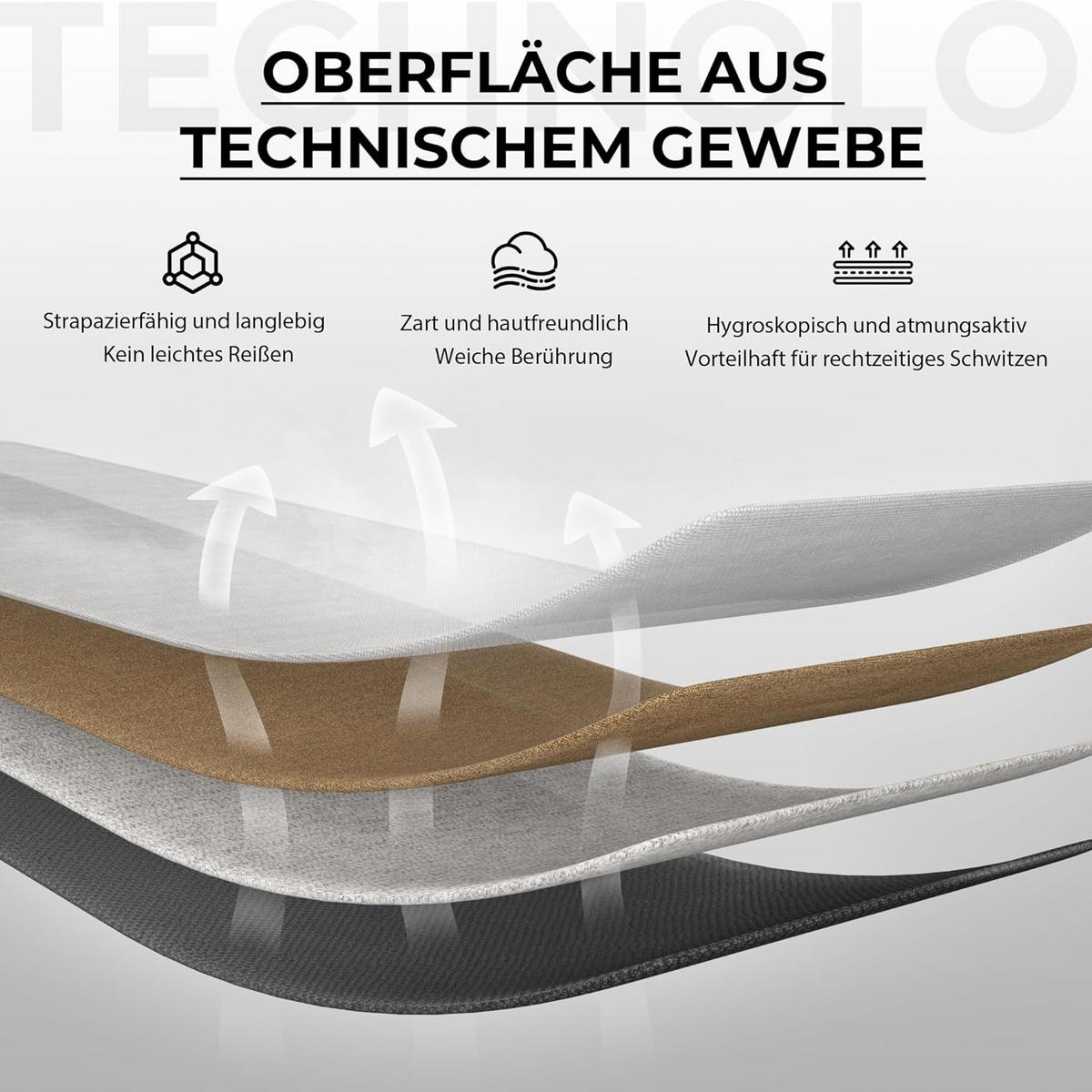 GAMING Stuhl Stoff & Taschenfederkissen PC Bürostuhl & Fußstützen - Grau, Textil (70/130/60cm)