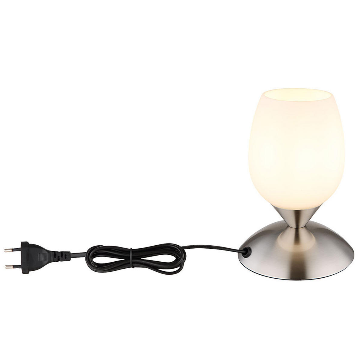 TISCHLEUCHTE Metall Silber mit Glas Opal - Silberfarben, Glas (12.5/12.5/18cm) - Globo Lighting