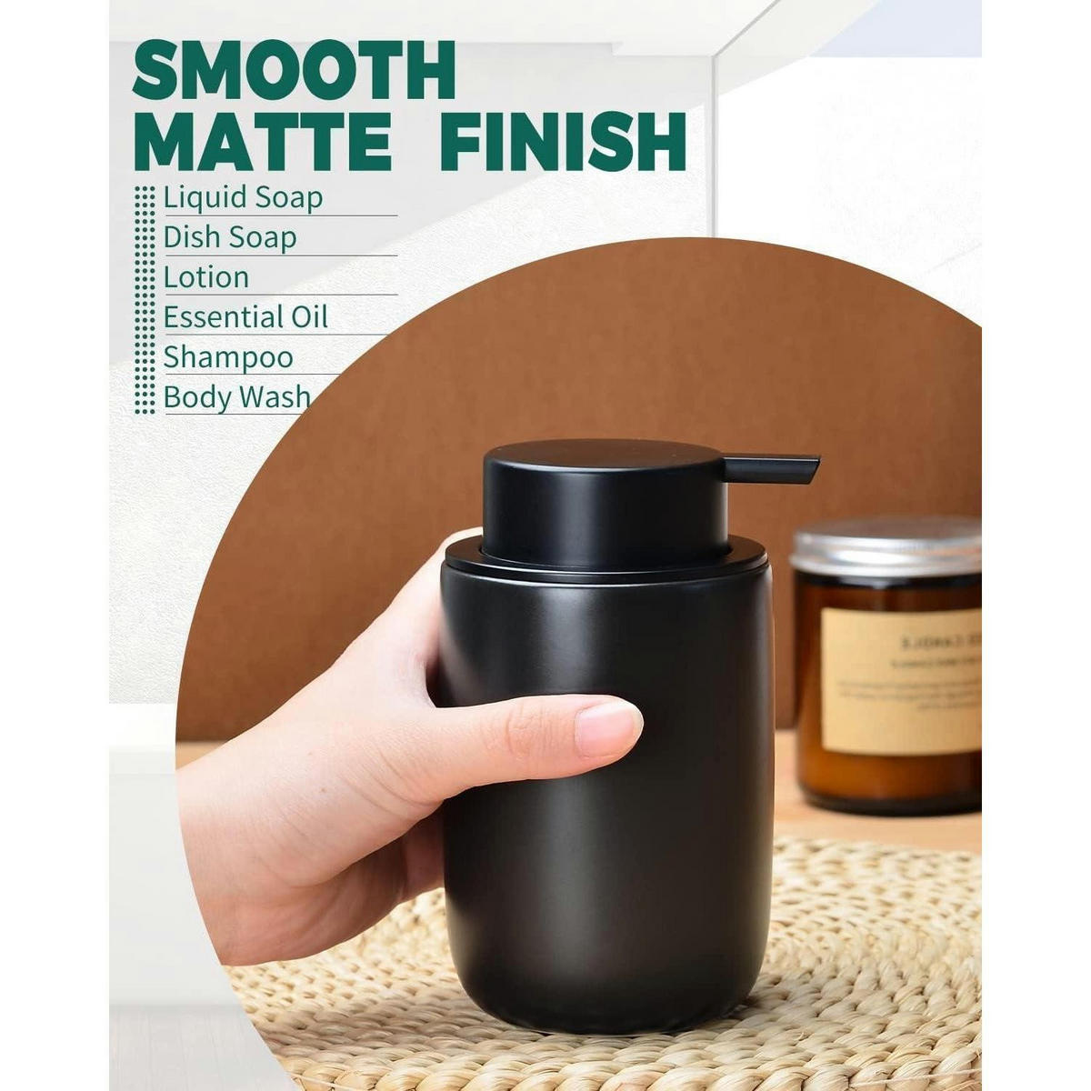 SEIFENSPENDER Keramik Matt Schwarz 350ml - Schwarz, Keramik (8/14/8cm)