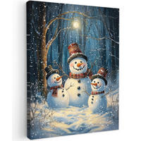 LEINWANDBILD Schneemann - Schnee - Winter - Wald 60x80 cm - Hellblau, Textil (60/80cm) - MuchoWow