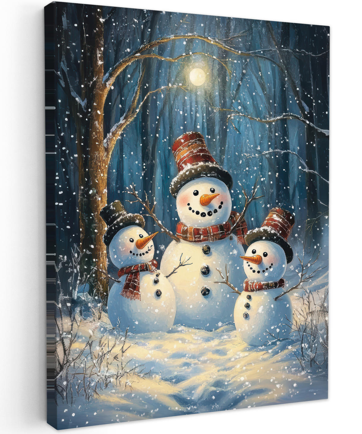 LEINWANDBILD Schneemann - Schnee - Winter - Wald 60x80 cm - Hellblau, Textil (60/80cm) - MuchoWow