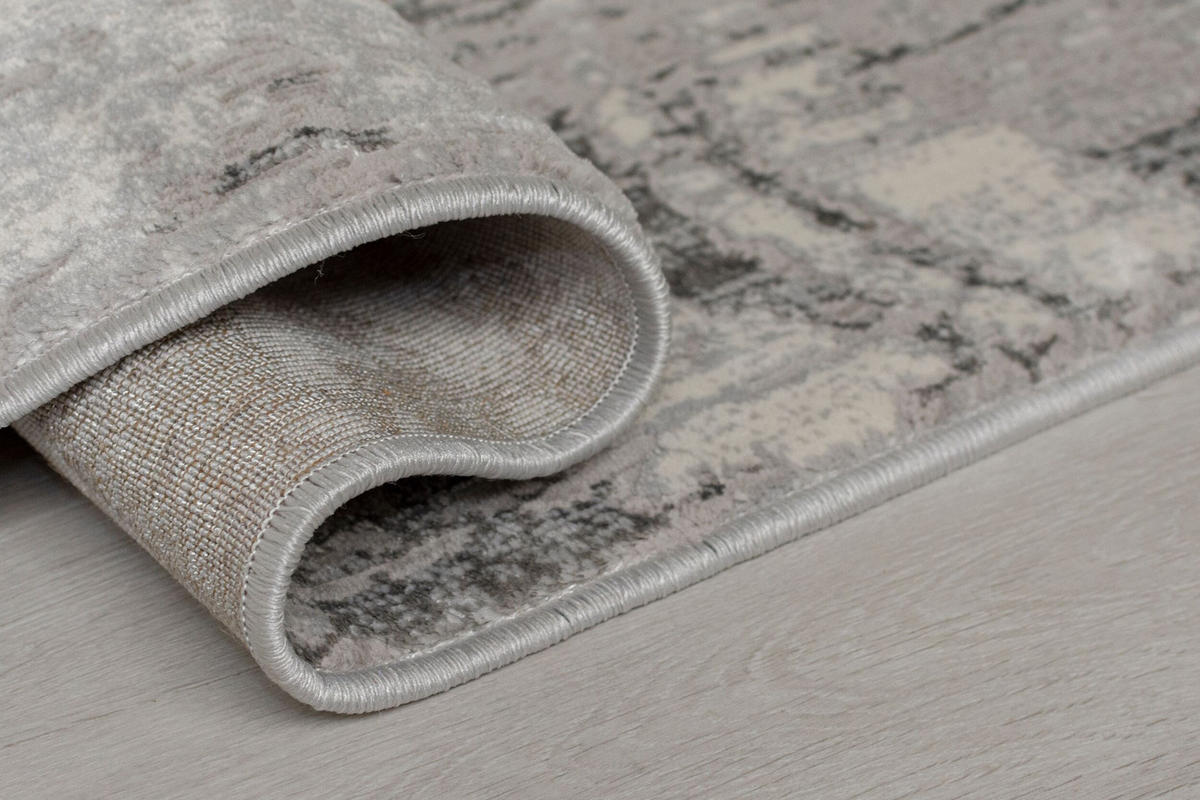 TEPPICH metallisch-Effekt modern OUSE ESME, Silber 200x290 cm - Silberfarben, Textil (200/290cm) - KADIMA DESIGN