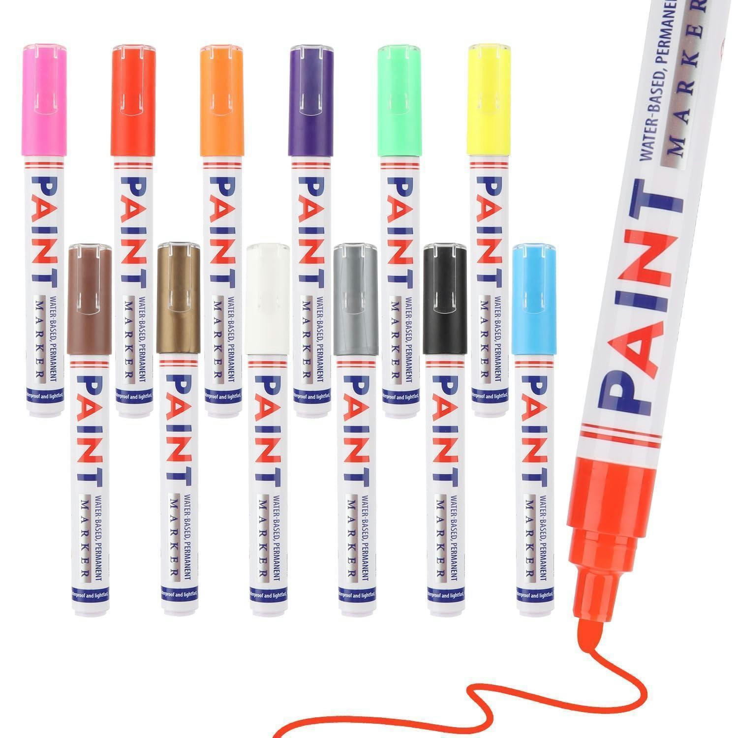 PAINT Marker 12er Set 3 mm Feinspitze Wasserbasiert Schnell trocknend - Multicolor, Kunststoff (1/1/14cm)