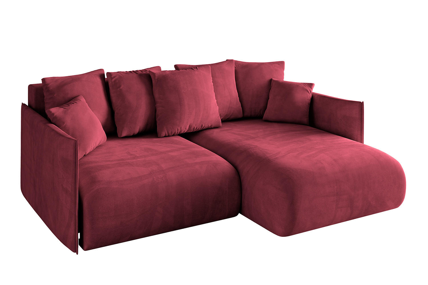 ECKSOFA Ottomane rechts ONESK-L 216x177x72 Bordeauxrot Velours - Bordeaux, Holzwerkstoff/Kunststoff (177/216cm) - ALTDECOR