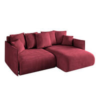 ECKSOFA Ottomane rechts ONESK-L 216x177x72 Bordeauxrot Velours - Bordeaux, Holzwerkstoff/Kunststoff (177/216cm) - ALTDECOR