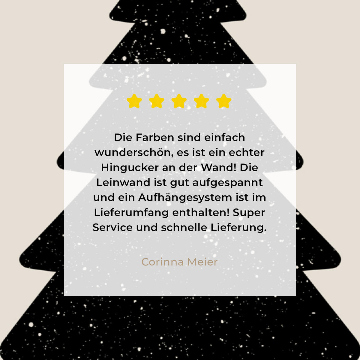 LEINWANDBILD Weihnachtsbaum - Schwarz - Urlaub - Beige Groß 140x90 cm - Schwarz, Textil (140/90cm) - MuchoWow