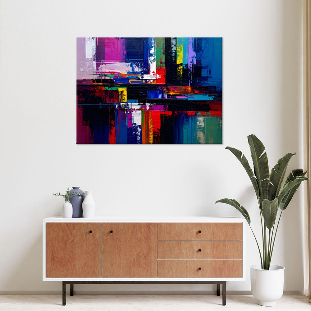 LEINWANDBILD bunte Abstrakt Imitation von Farbe 100x70cm - Multicolor, Textil (100/70cm) - Feeby