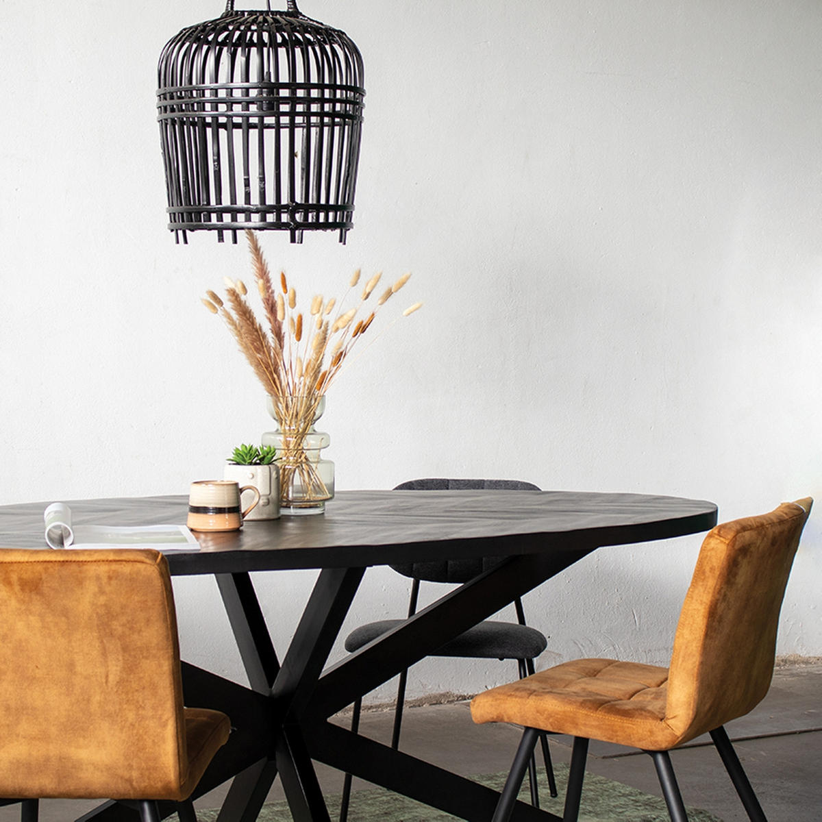 ESSTISCH oval Herringbone 240cm, schwarz - Schwarz, Holz (240/100/78cm) - Giga Meubel