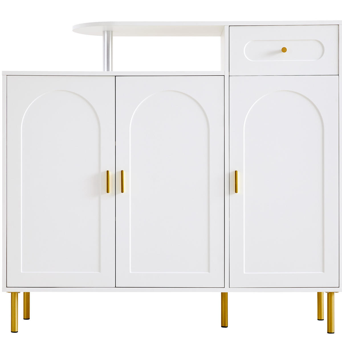SIDEBOARD 120/35/92 cm Weiß aus Spanplatte mit 3 Türen und Schublade - Weiß, Holzwerkstoff (120/92/35cm) - OKWISH