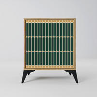 SIDEBOARD ILUSION GATE, Eichefarben, 57,5x42x70,5 cm, Schwarze Metall-Sternfüße - Eichefarben/Multicolor, Holzwerkstoff/Metall (57.5/70.5/42cm) - SpaceRebels