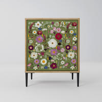 SIDEBOARD WILD GARDEN, Eichefarben, 57,5x42x72,5 cm, Schwarze Metallfüße - Eichefarben/Multicolor, Holzwerkstoff/Metall (57.5/72.5/42cm) - SpaceRebels