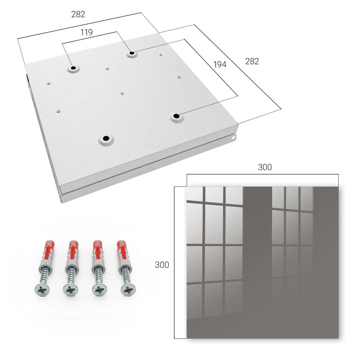 SCHLÜSSELBOX Weiß 30x30 cm – Türöffnung nach rechts - Hellbraun - Braun, Metall (30/30/5cm) - TULUP