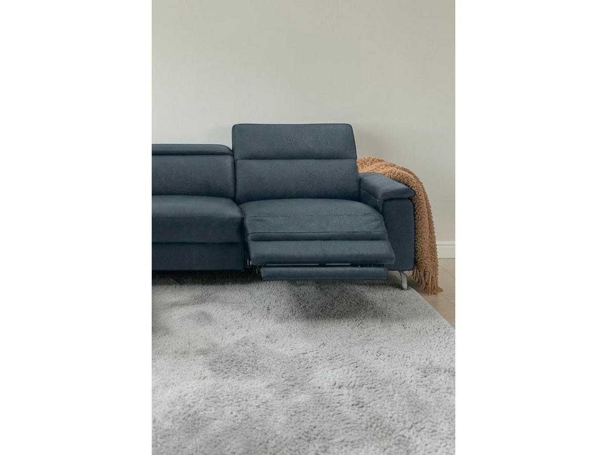 ECKSOFA Ambassador Echtleder mit 1 x Relaxfunktion Schwarz - Schwarz, Leder/Metall (224/272cm)