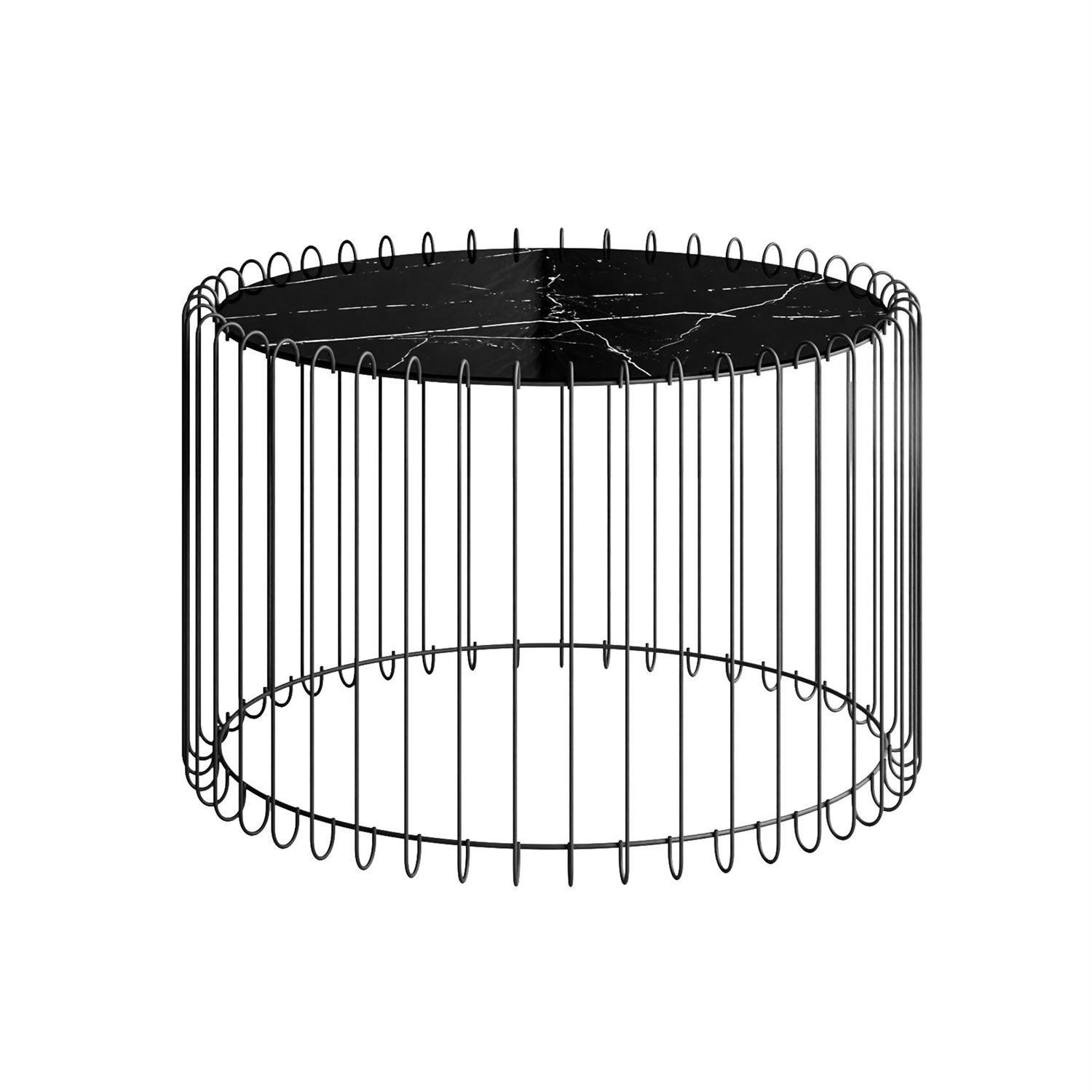 COUCHTISCH MARBELLE mit Marmorplatte, schwarzer Marmor/Schwarz - Schwarz, Metall (60/60/39cm) - Lookway