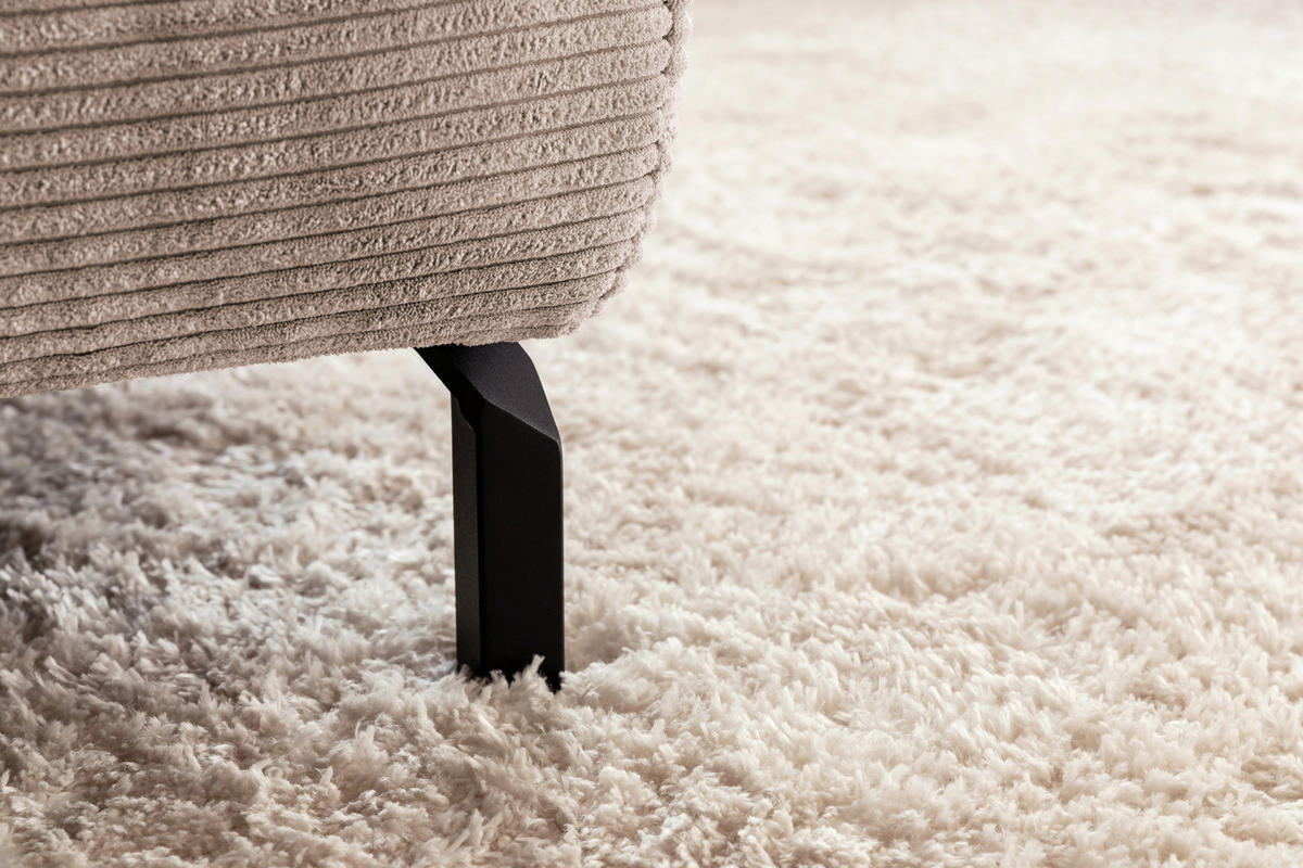 ECKSOFA MIT MOTORISCHEM SITZVORZUG DELIA Taupe Cord - Taupe/Schwarz, Textil/Metall (312/219cm) - KAWOLA