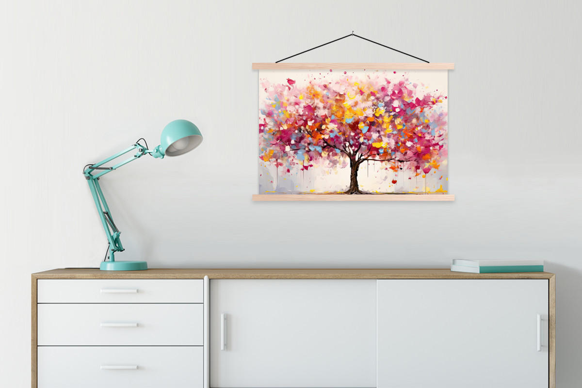 POSTER Aquarell - Baum - Kunst - Abstrakt 90x60 cm - Multicolor, Textil (90/60/0.15cm) - MuchoWow