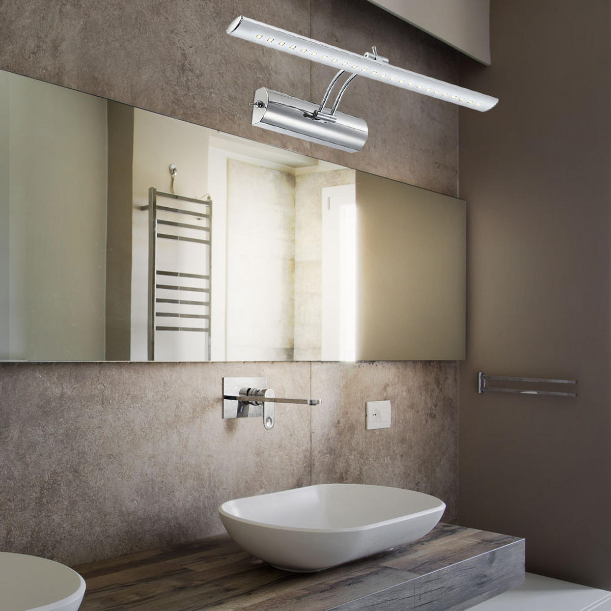 LED WANDLEUCHTE Metall Chrom Silber - Silberfarben, Metall (43/16/18cm) - Globo Lighting