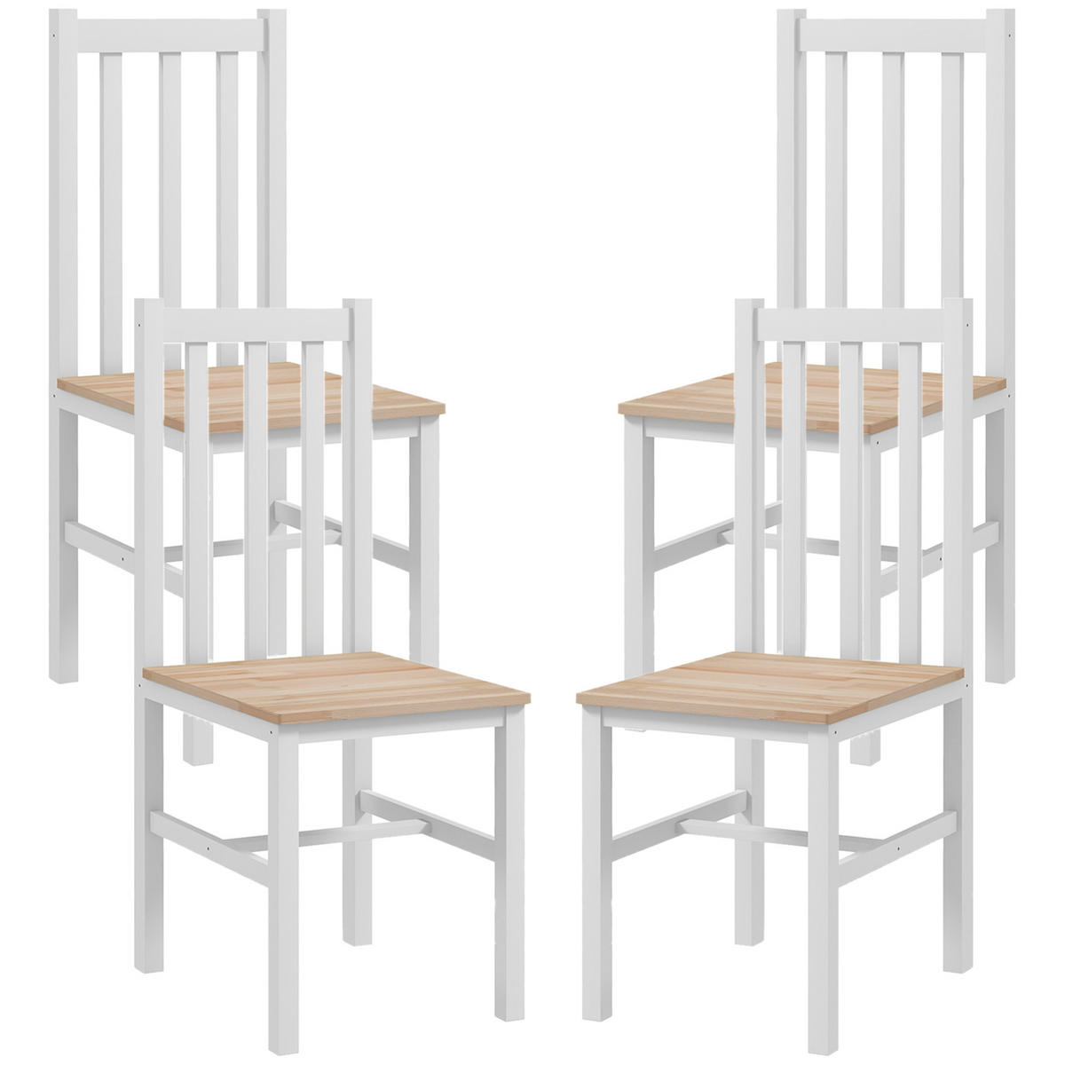 KÜCHENSTÜHLE DE-06836 4er-Set aus Massivholz mit Lamellen-Rückenlehne Natur - Naturfarben, Holz (38.5/99/47.5cm) - ComfortXL