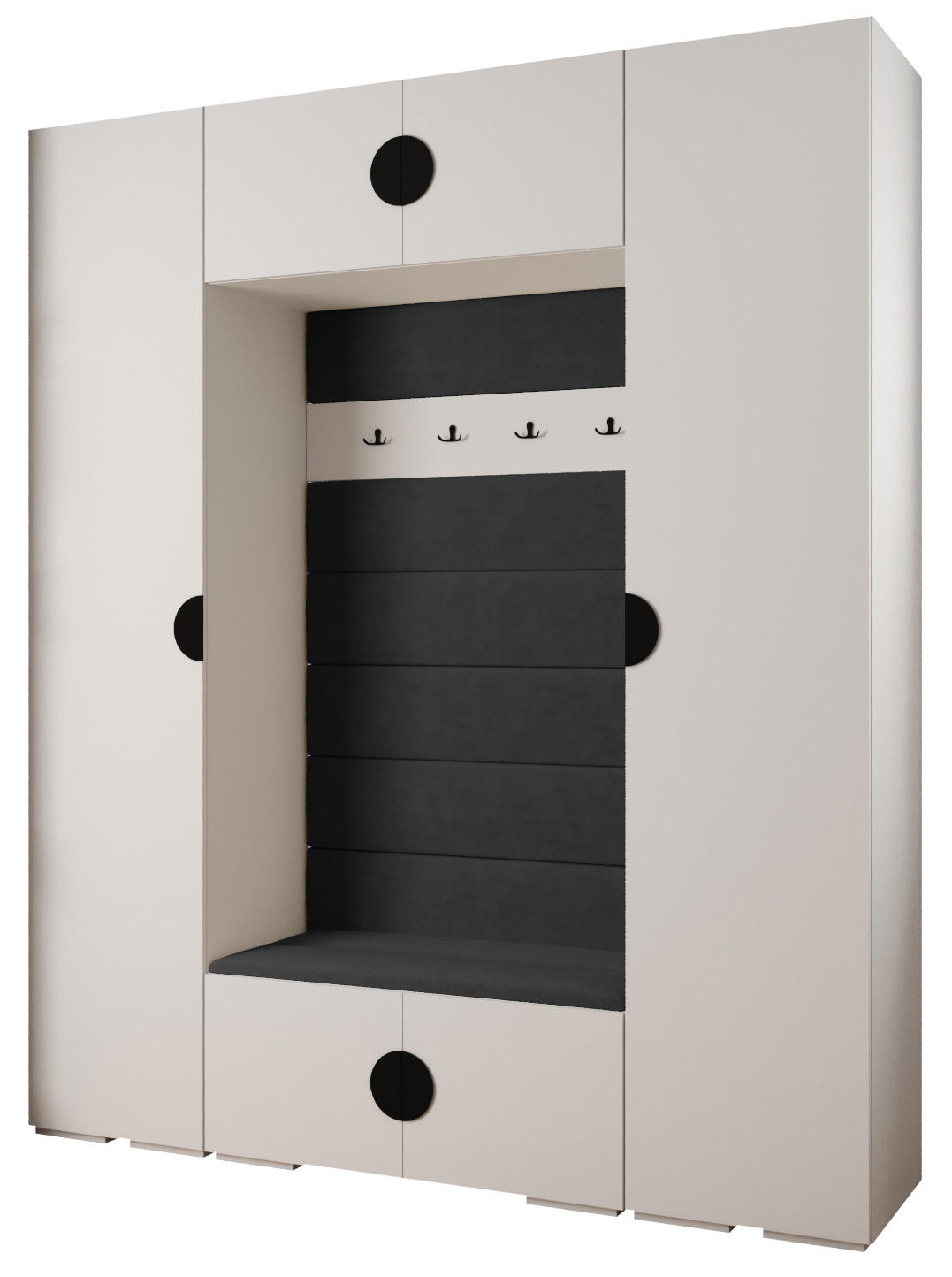 GARDEROBEN-SET 236,7/200/47 - Schwarz/Weiß, Holz/Kunststoff (200/236.7/47cm) - Abiks Möbel