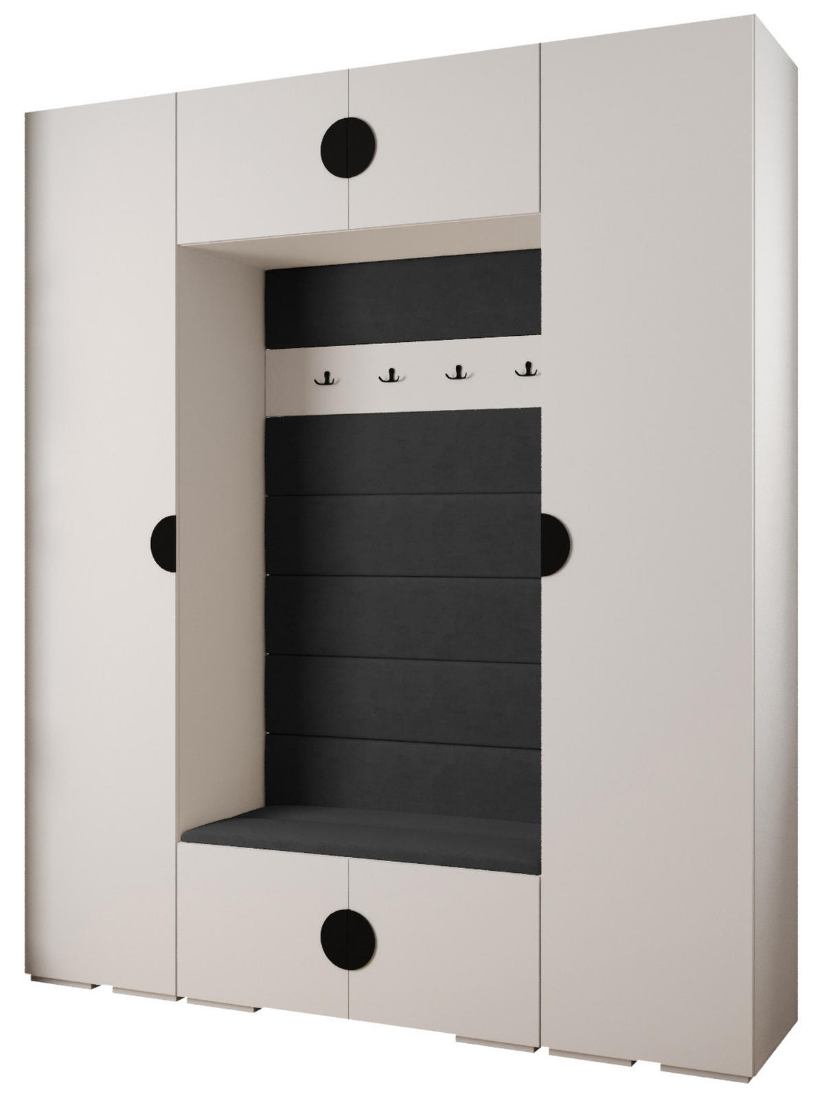 GARDEROBEN-SET 236,7/200/47 - Schwarz/Weiß, Holz/Kunststoff (200/236.7/47cm) - Abiks Möbel