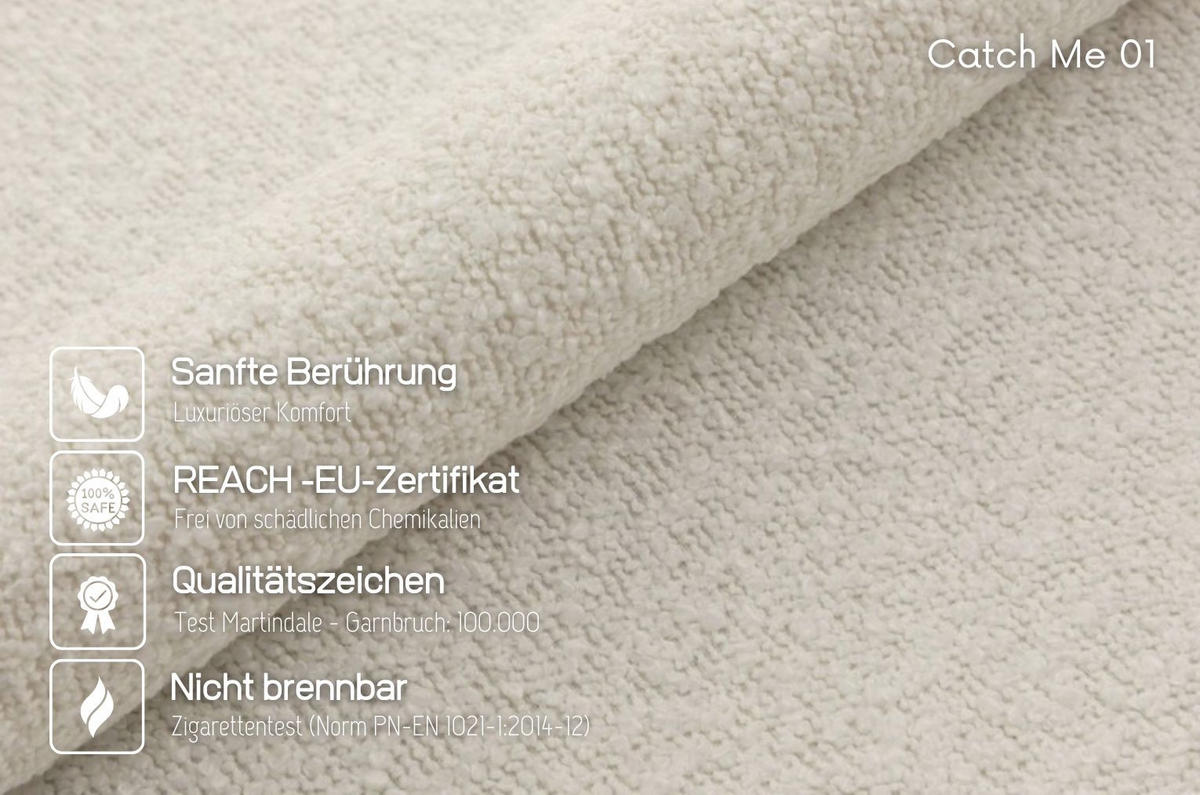 HOCKERBANK Borgo Mit Stauraum, Boucle Creme, Metal Gold - Ecru/Goldfarben, Holzwerkstoff/Metall (80/46/37cm) - Dancan