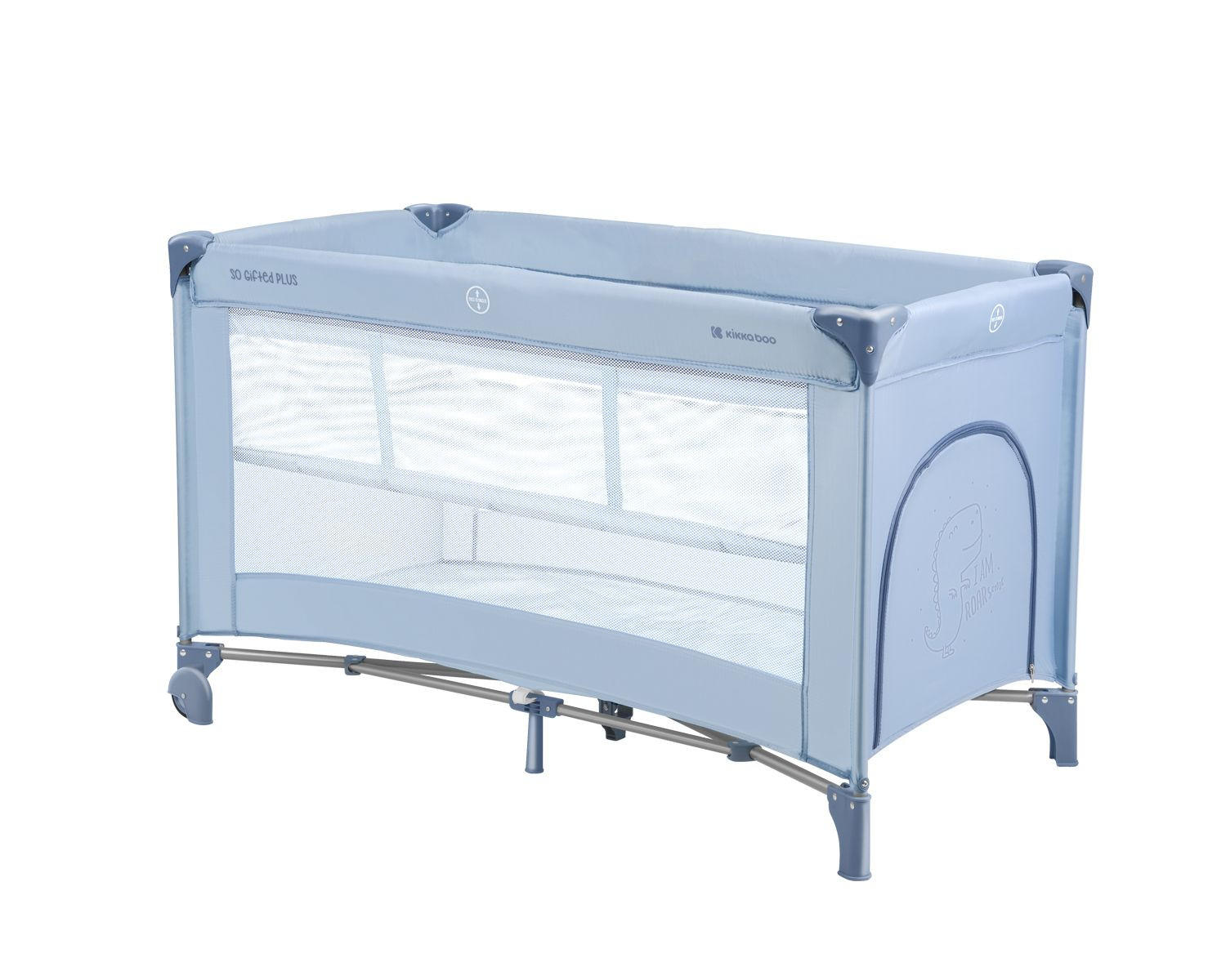 REISEBETT So Gifted Plus hellblau zwei Ebenen, Spielbogen, Wickelauflage, Räder - Blau, Kunststoff (60/120cm) - Kikka boo