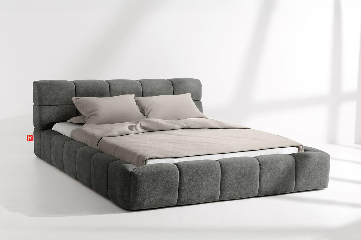 POLSTERBETT AERI 140/160/180/200 mit Rahmen und Bettkasten, grau - Grau, Holz/Holzwerkstoff (180/200cm) - KONSIMO®