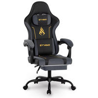 GAMINGSTUHL Racing mit Fußstütze Ergonomisch 130 kg Schwarz - Schwarz, Metall (52/133/45cm) - Kaket