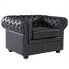 SESSEL Leder schwarz Chesterfield - Schwarz/Braun, Leder (108/70/77cm) - Beliani