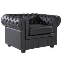 SESSEL Leder schwarz Chesterfield - Schwarz/Braun, Leder (108/70/77cm) - Beliani