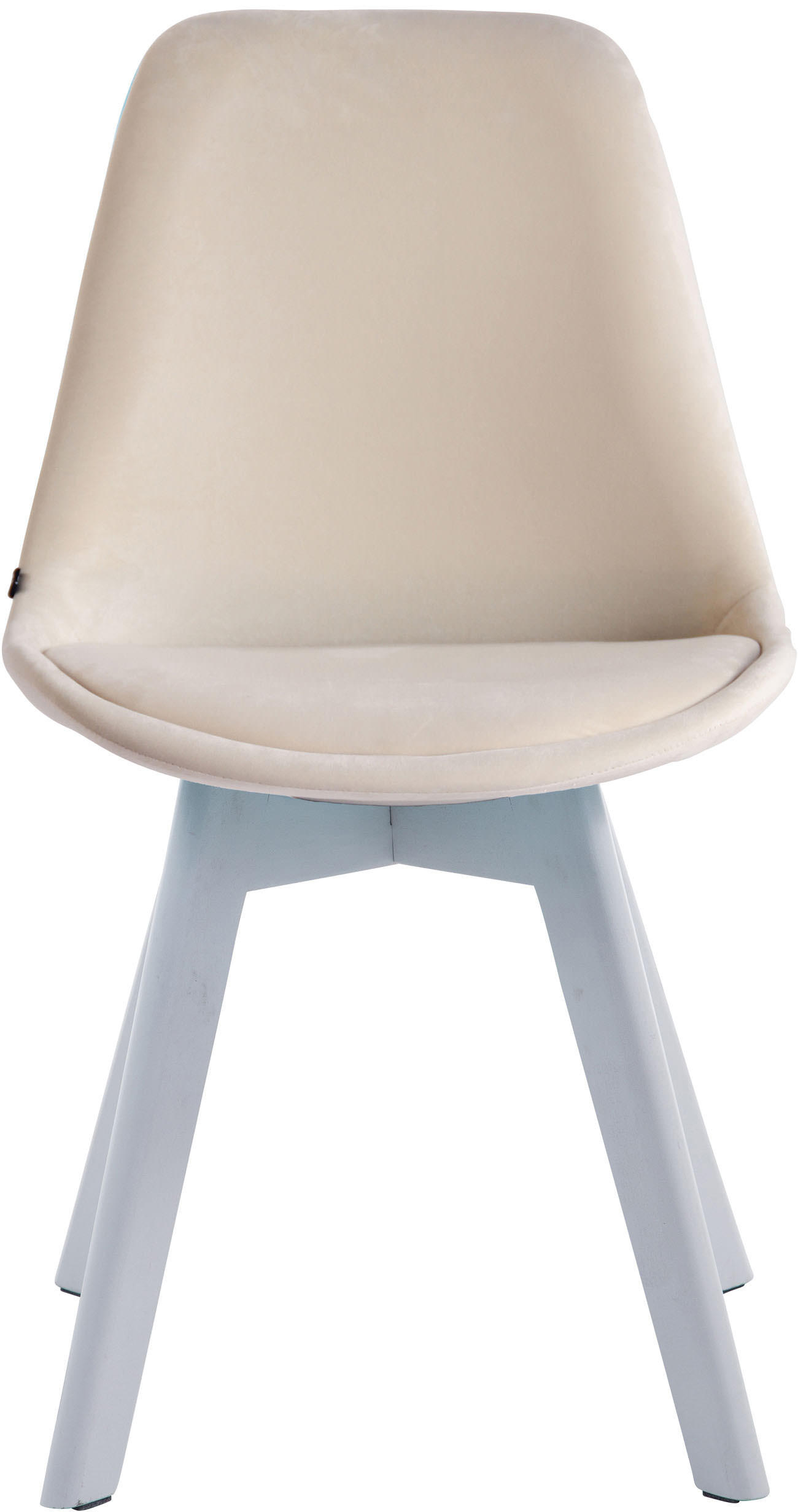 STUHL Samt creme - Creme/Weiß, Holz/Textil (48/84/55cm) - CLP