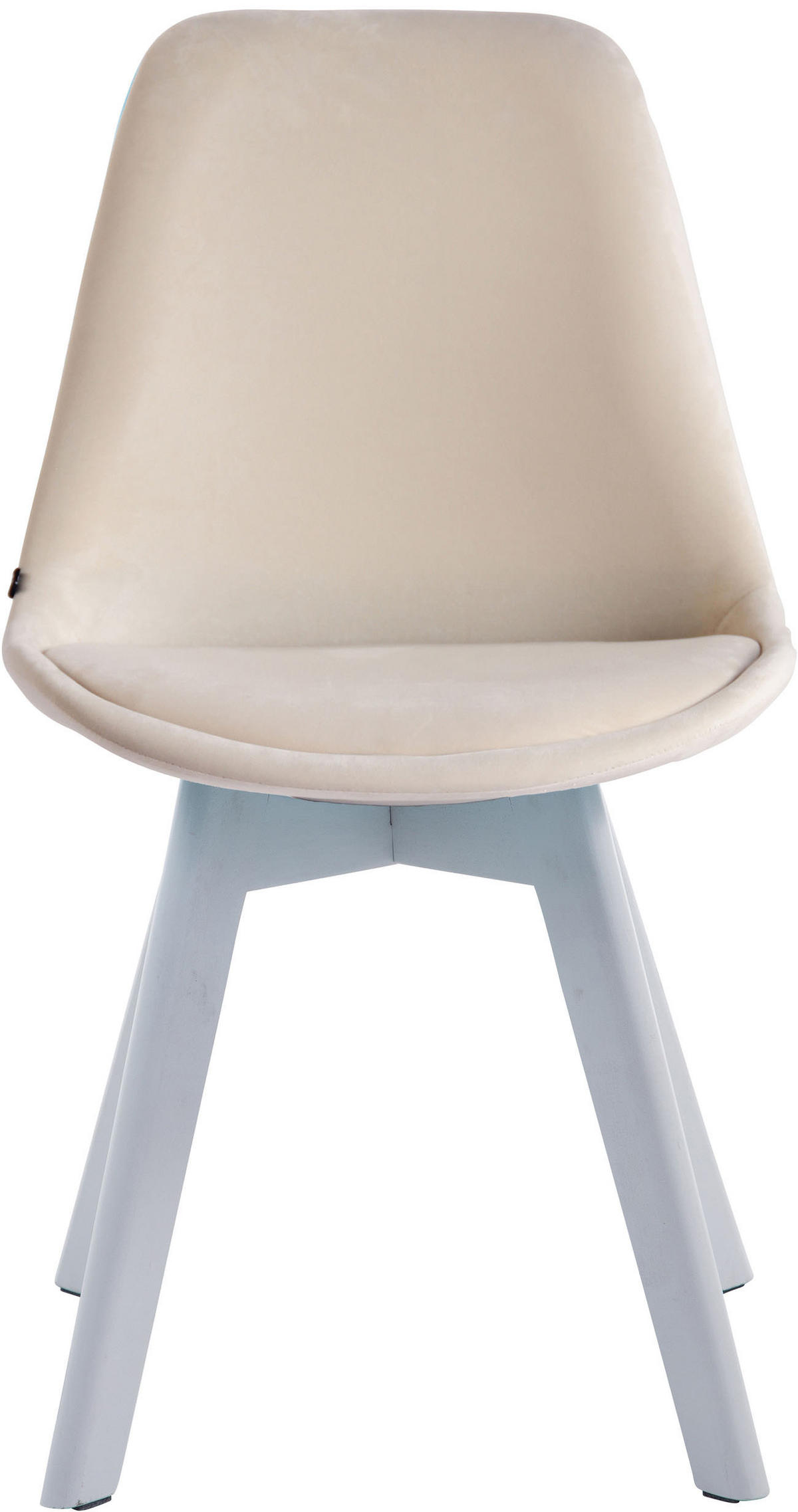 STUHL Samt creme - Creme/Weiß, Holz/Textil (48/84/55cm) - CLP