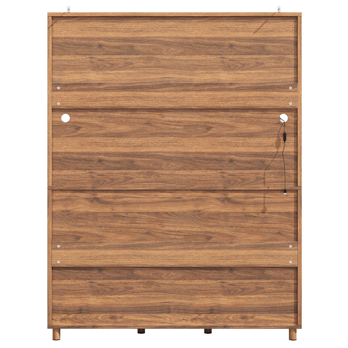 BUFFET 140x40x185cm LED Snackablage Walnuss - Braun, Glas (140/185/40cm) - FLIEKS