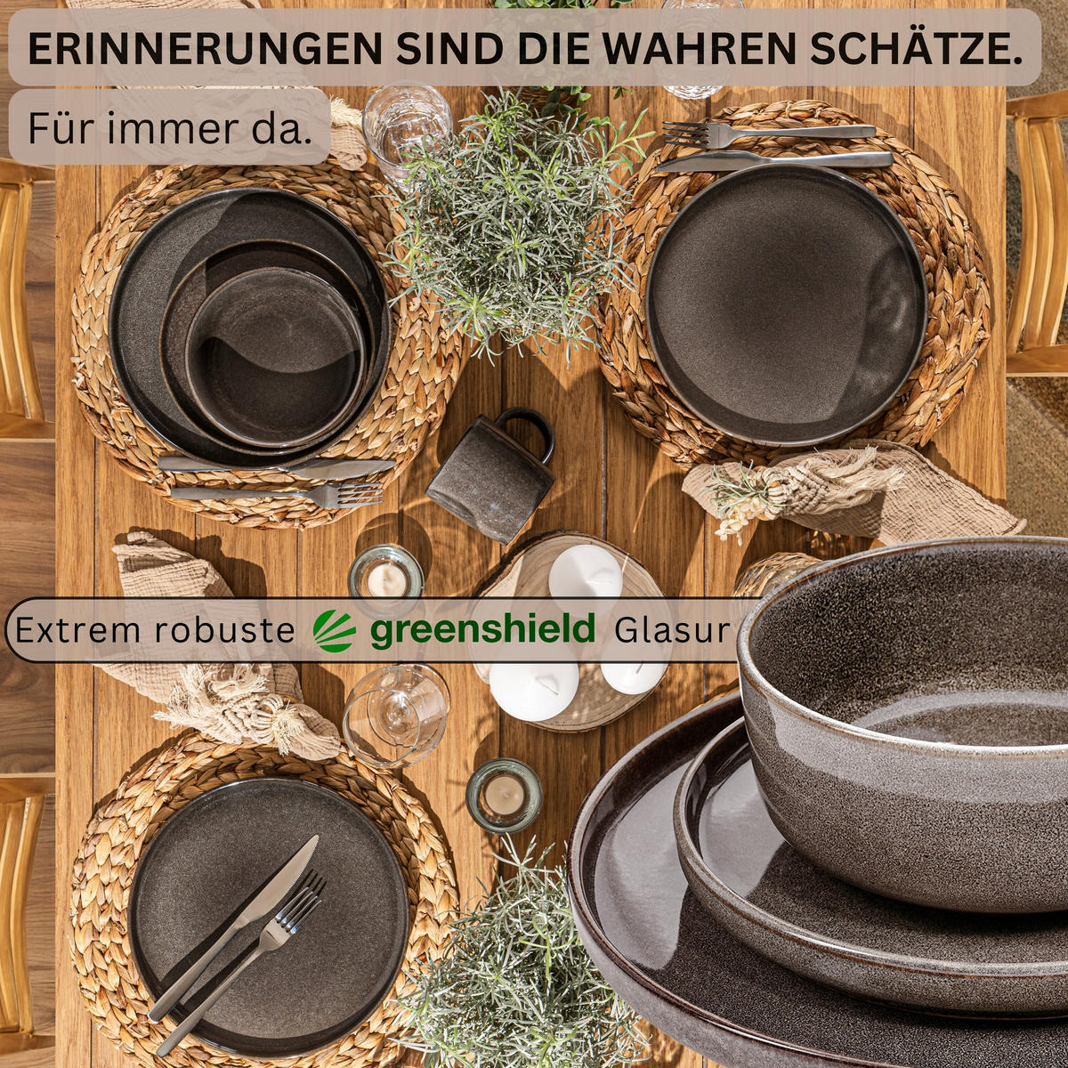 TAFELSERVICE KAIRO GRAPHIT - 30 teilig aus Steingut - Braun, Keramik (70/30/70cm) - Sänger
