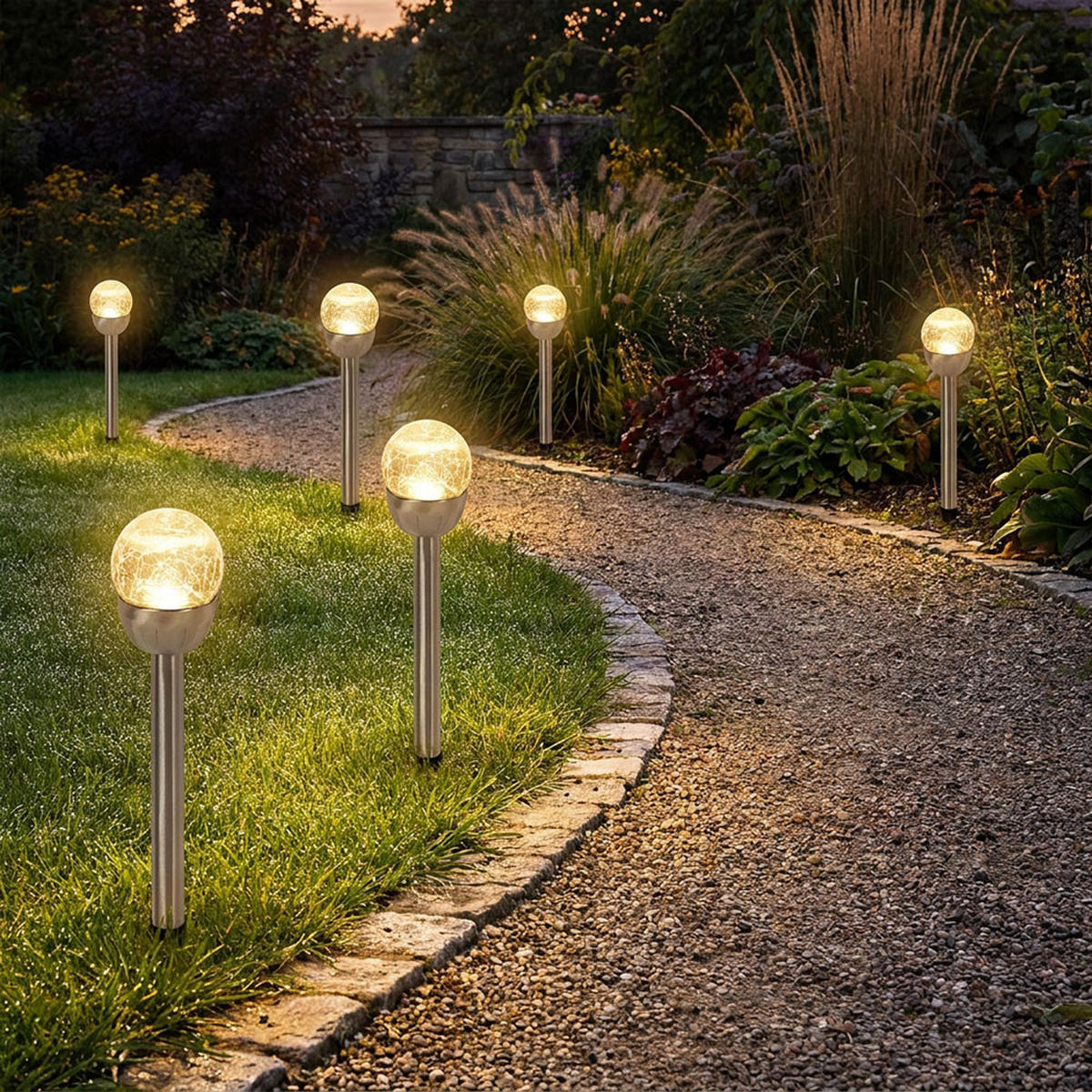 LED AUSSENLEUCHTE Edelstahl Silber 5er Set - Silberfarben, Glas (6/6/24.5cm)