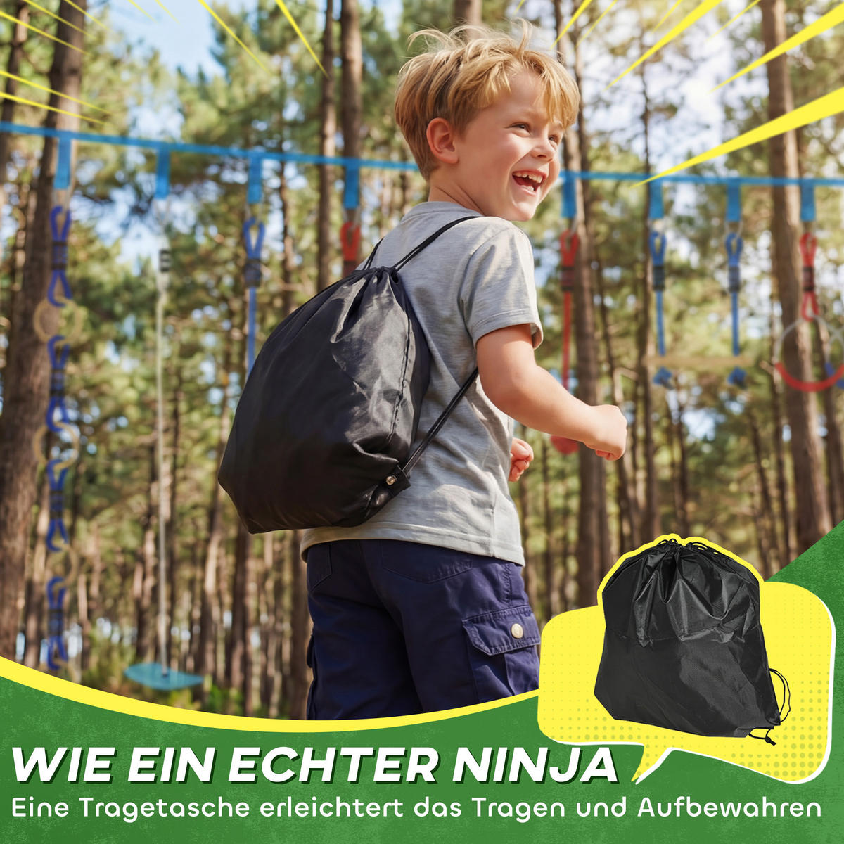 NINJA-WARRIOR 9er Set Kunststoff Holz Mehrfarbig - Multicolor, Kunststoff (5/1000cm) - AIYAPLAY