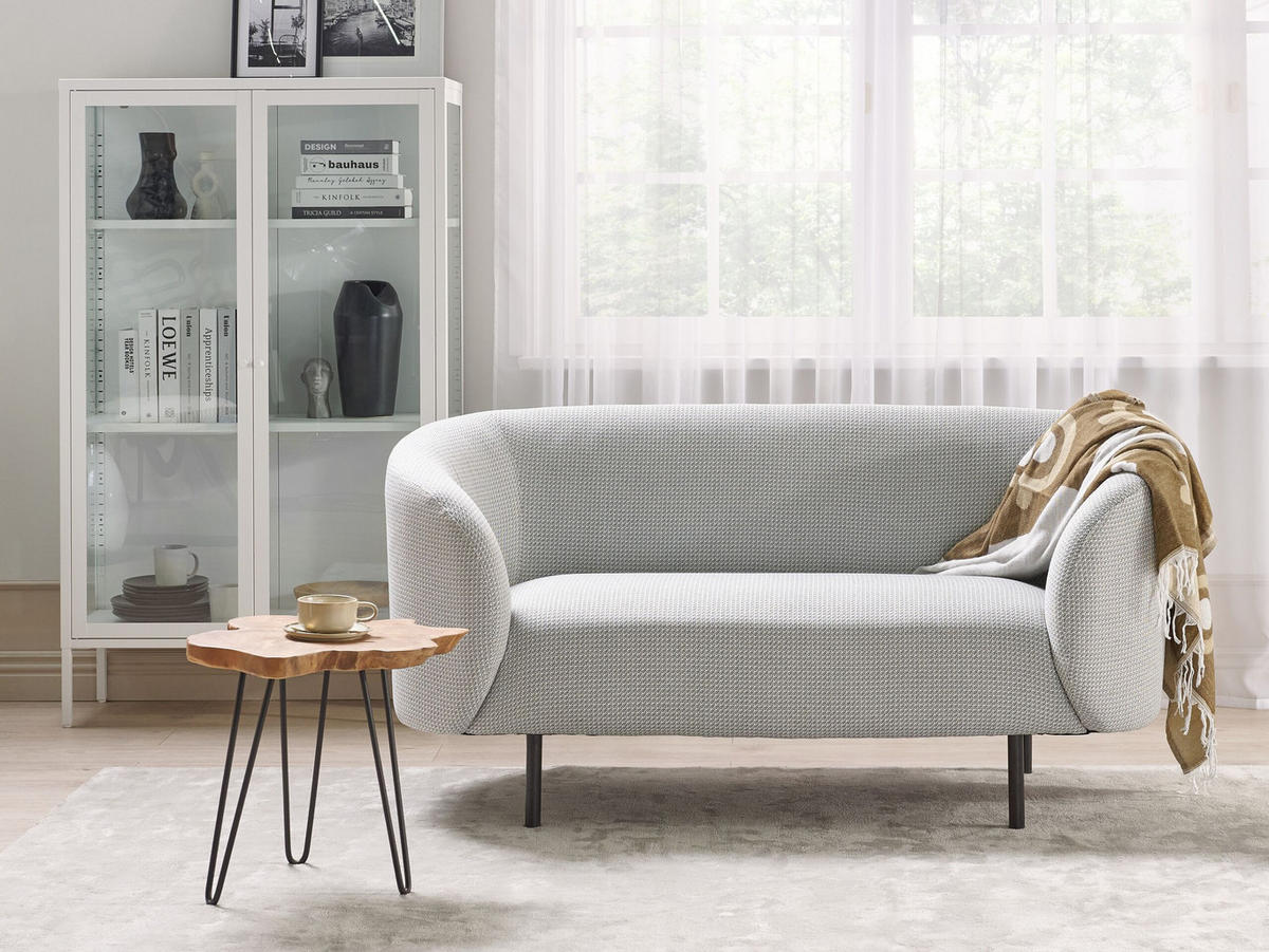 2-SITZER-SOFA Polsterbezug Weiß Loen - Weiß, Textil (155/79/70cm) - Beliani